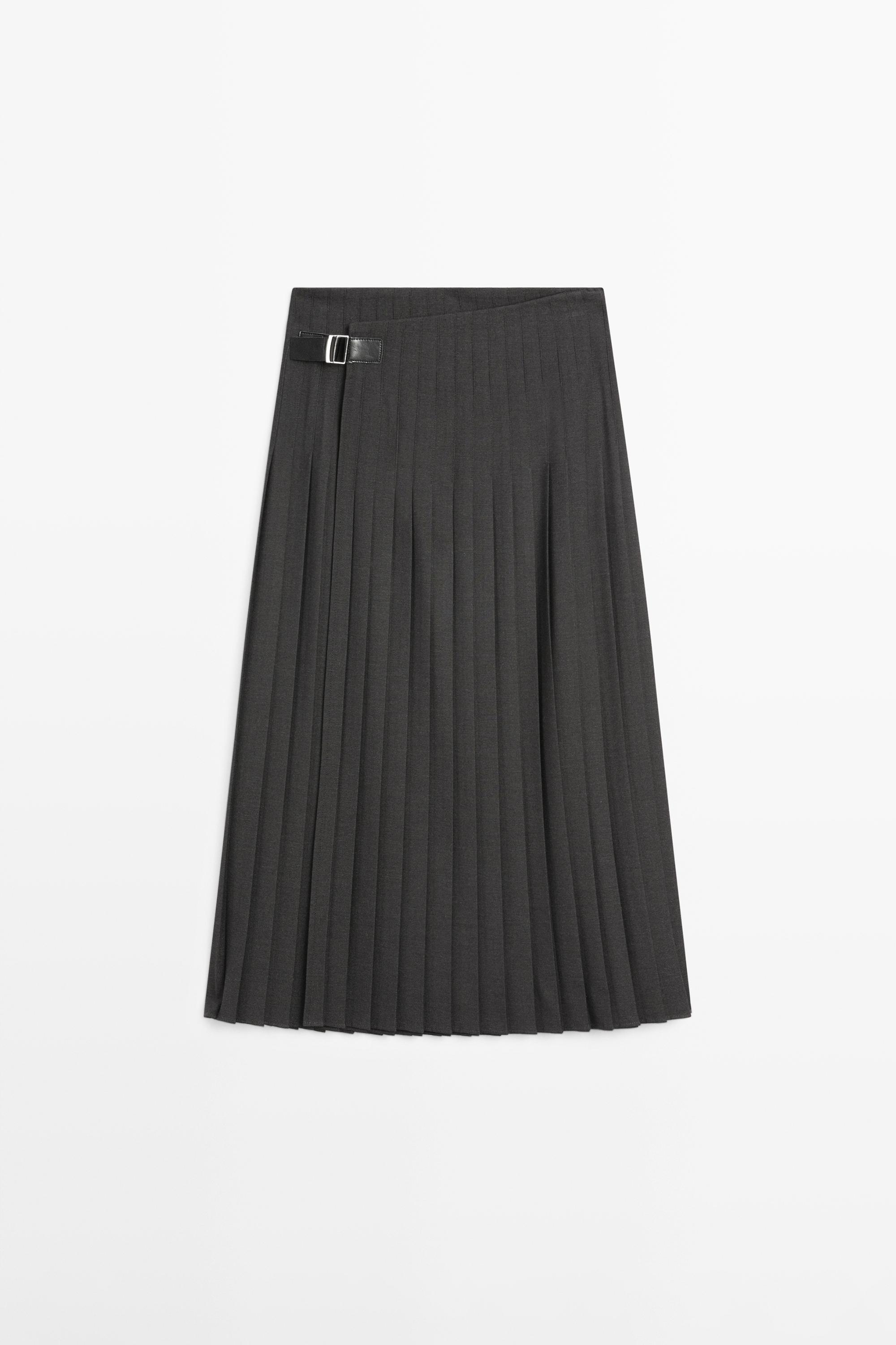 Jupe midi plissée applique